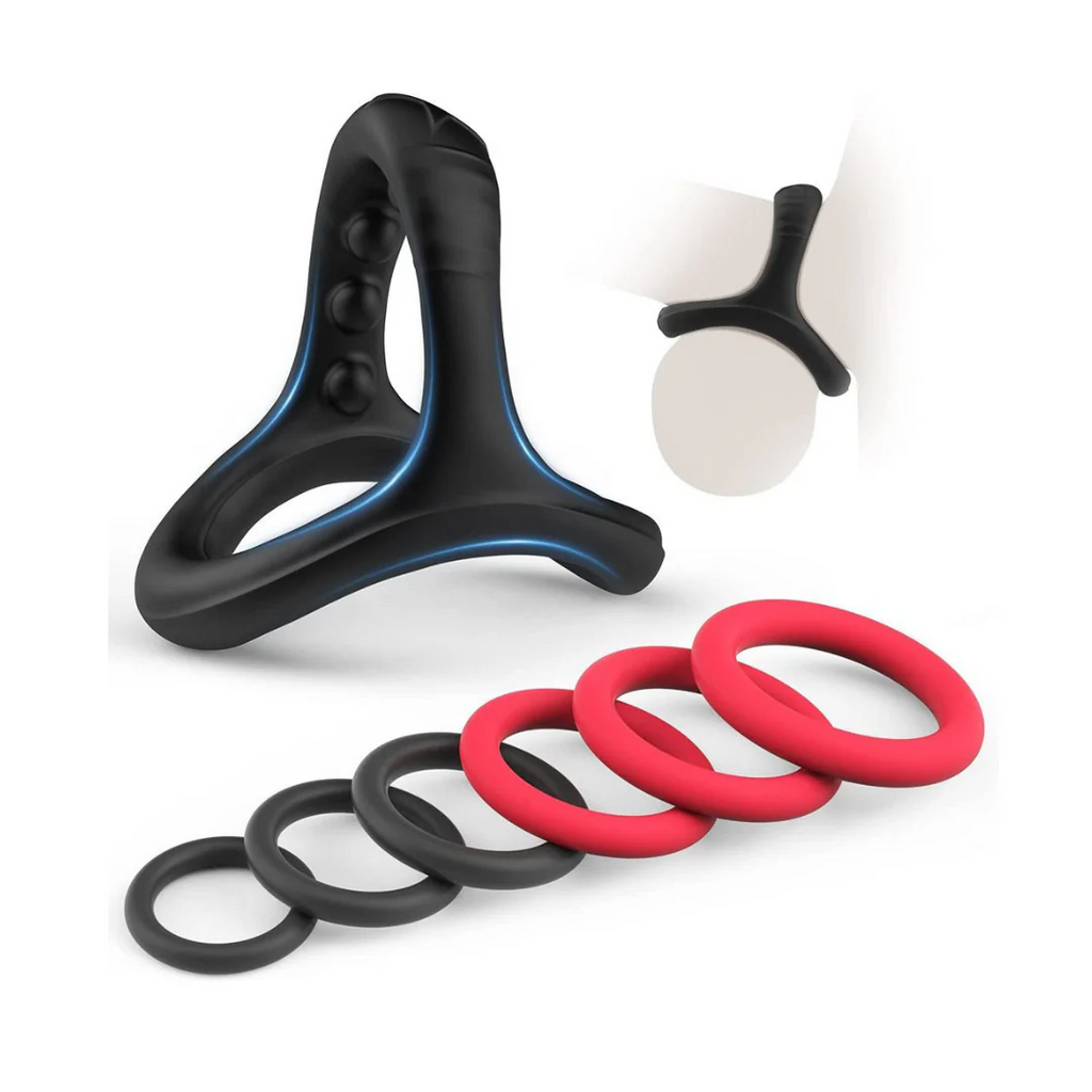 Eros 7-Piece silicone Cock Ring Set with cock & ball ring with Multiple Sizes