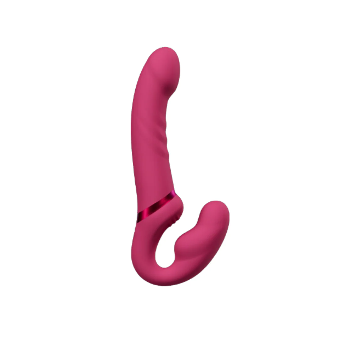 Lovense Lapis blue tooth app controlled vibrating strapless strap on