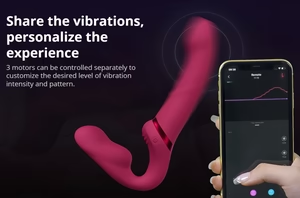 Lovense Lapis blue tooth app controlled vibrating strapless strap on