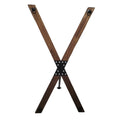 Freestanding St. Andrew’s Cross BDSM frame with wooden finish and metal restraint hooks